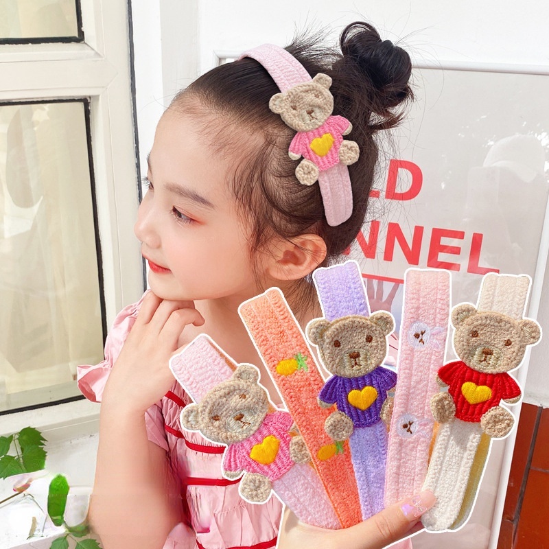 Băng đô cài tóc in hình gấu dễ thương xinh xắn cho bé gái