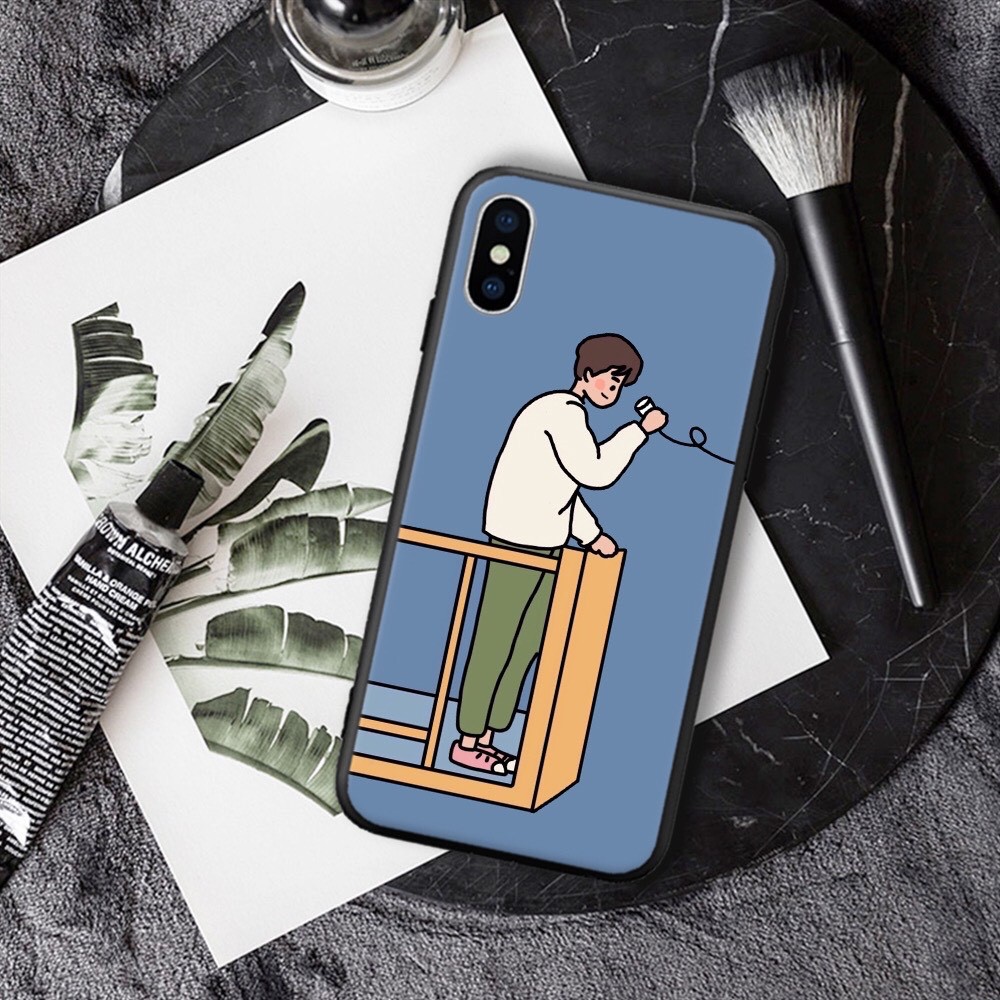 Ốp iphone in hình đôi nam nữ nghe điện thoại cho iphone 13 12 pro max mini 11 pro max X s max 6 s plus 7 8 plus