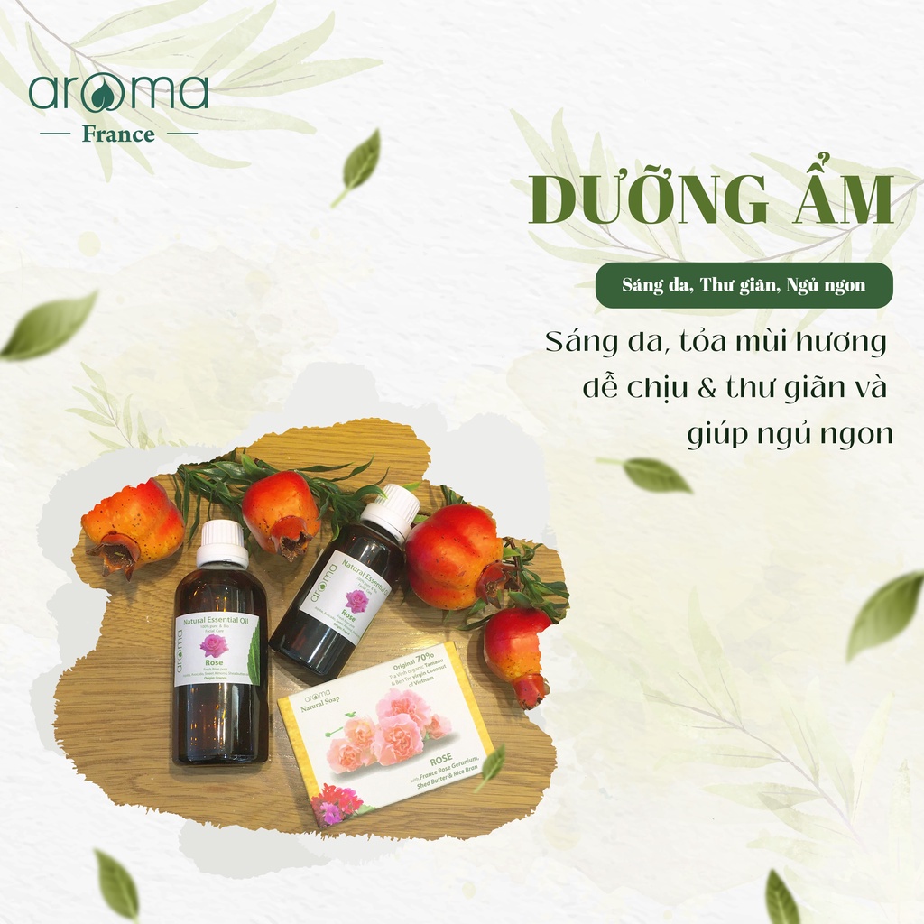 Bộ Tinh Dầu Dưỡng Ẩm Da Aroma Hoa Hồng Giúp Da chống lão hóa và săn chắc cơ da Se khít lỗ chân lông, thon gọn cơ mặt