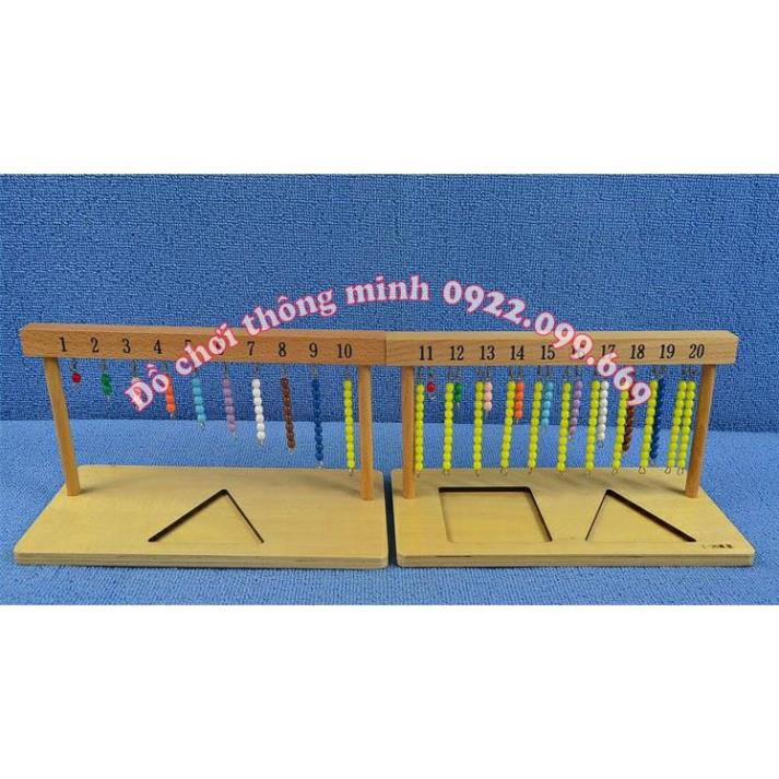 Giáo Cụ Montessori - 2 Khung Treo Hạt Cườm 1-20 (MA18) - Hàng Đẹp Bản Chuẩn