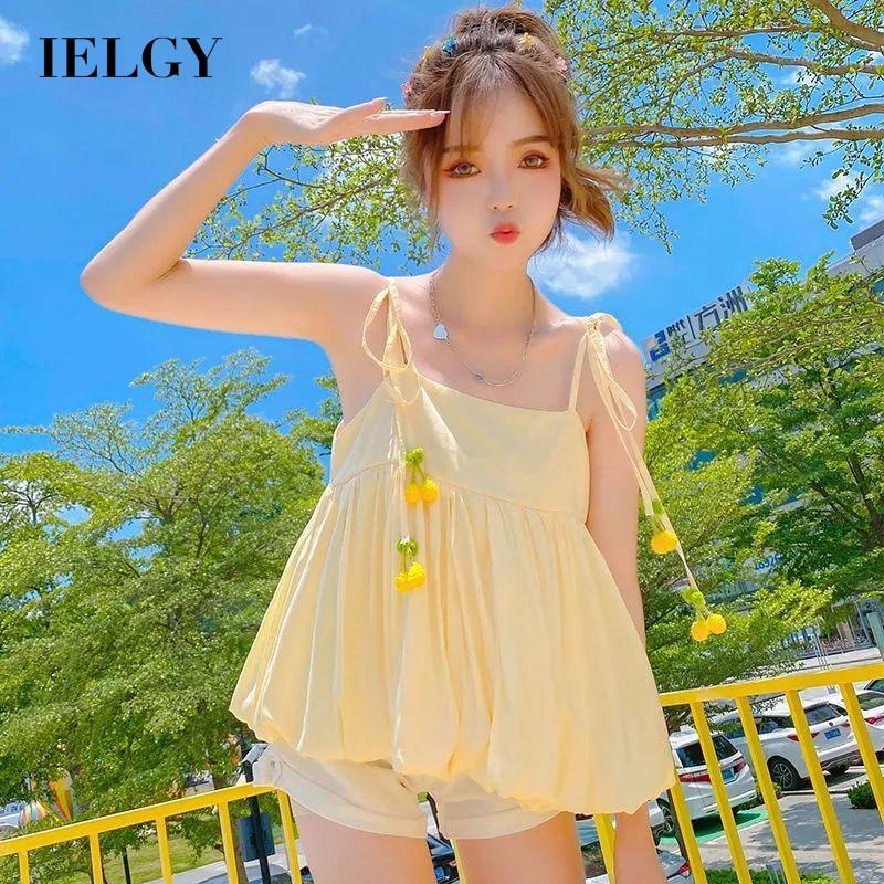 Áo hai dây IELGY dáng ngắn mỏng đơn giản trẻ trung cho nữ