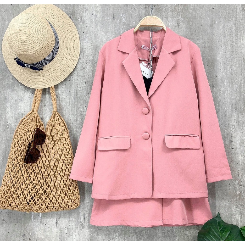 Set áo khoác vest, blazer công sở tay dài và quần giả váy chữ A