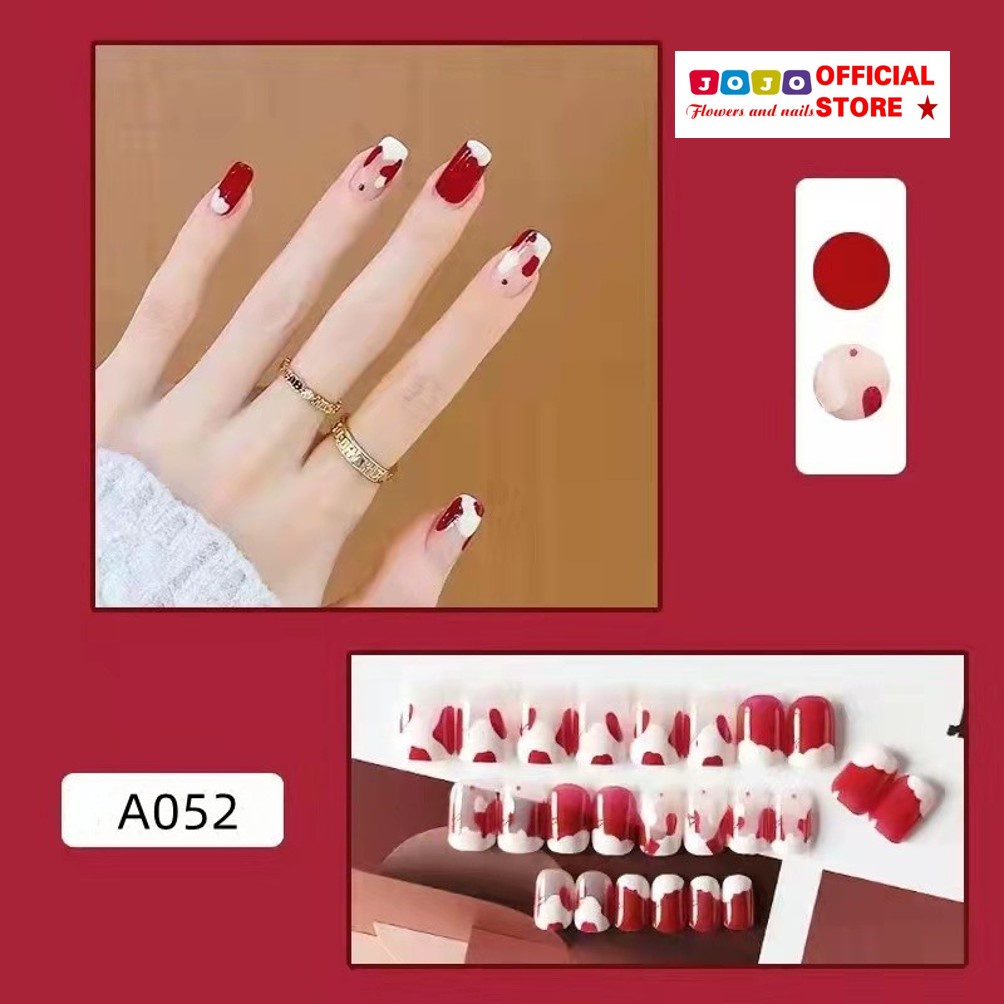 Set 24 móng tay giả, móng úp, nailbox A054 kèm keo dán, sử dụng tiện lợi