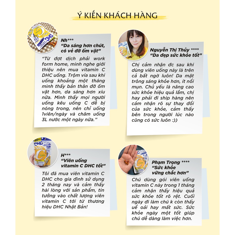 Viên uống DHC Bổ sung Vitamin C Nhật Bản giúp sáng da, mờ thâm, ngừa mụn, tăng đề kháng  30 ngày và 90 nga
