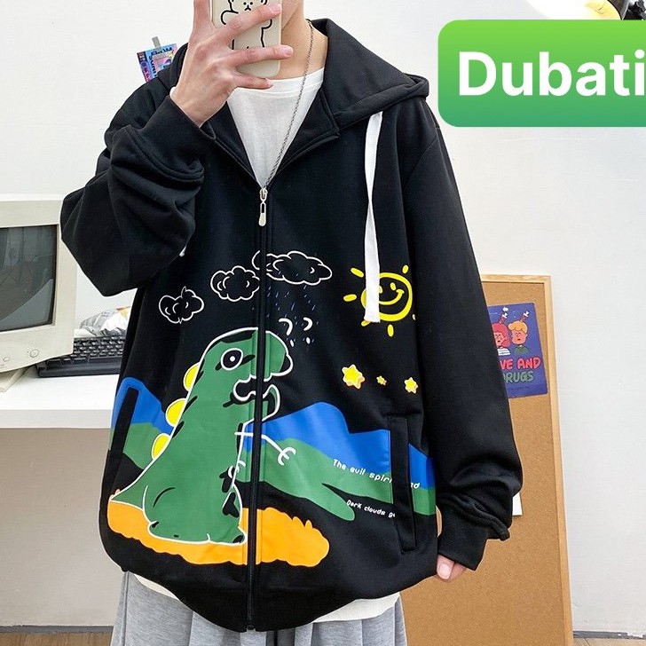 ÁO HOODIE, ÁO KHOÁC KHỦNG LONG DÂY KÉO CHẤT VẢI DÀY MỊN PHONG CÁCH UNISEX- DUBATI FASHION