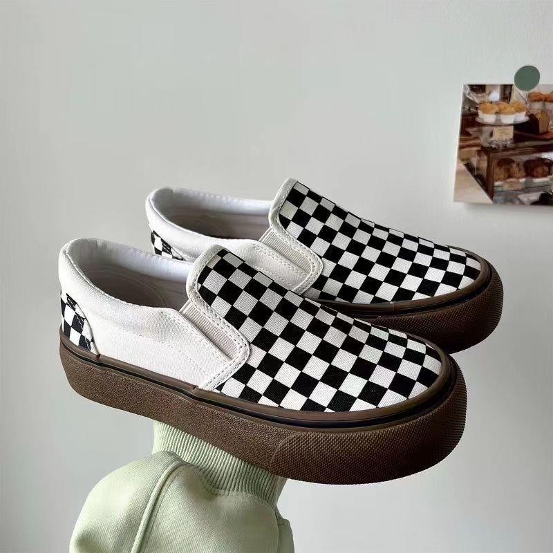 Giày Lười Vải Canvas Mũi Tròn Đế Dày Phong Cách Retro Hồng Kông Dễ Thương Thời Trang Mùa Hè 2022 Cho Nữ