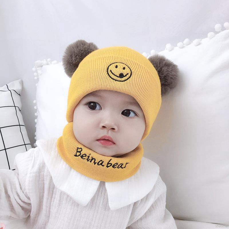 Mũ Len Cho Bé 0-3 tuổi hình đáng yêu + Tặng kèm khăn len cho bé