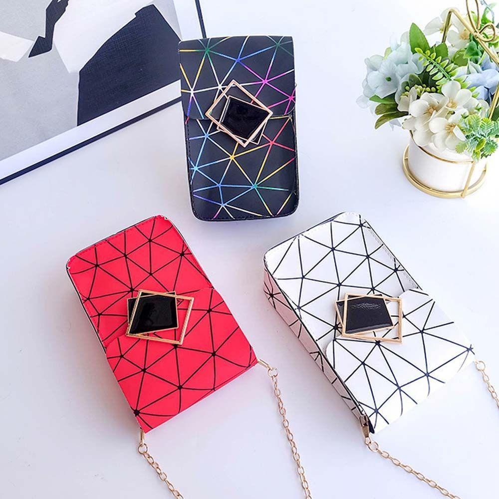 QQMALL Túi Đeo Chéo Mini Đựng Điện Thoại Họa Tiết Sọc Caro Dễ Thương