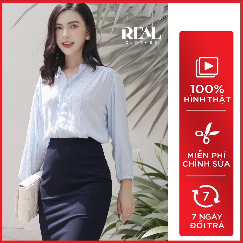 Áo kiểu nữ form suông summer blue_REAL
