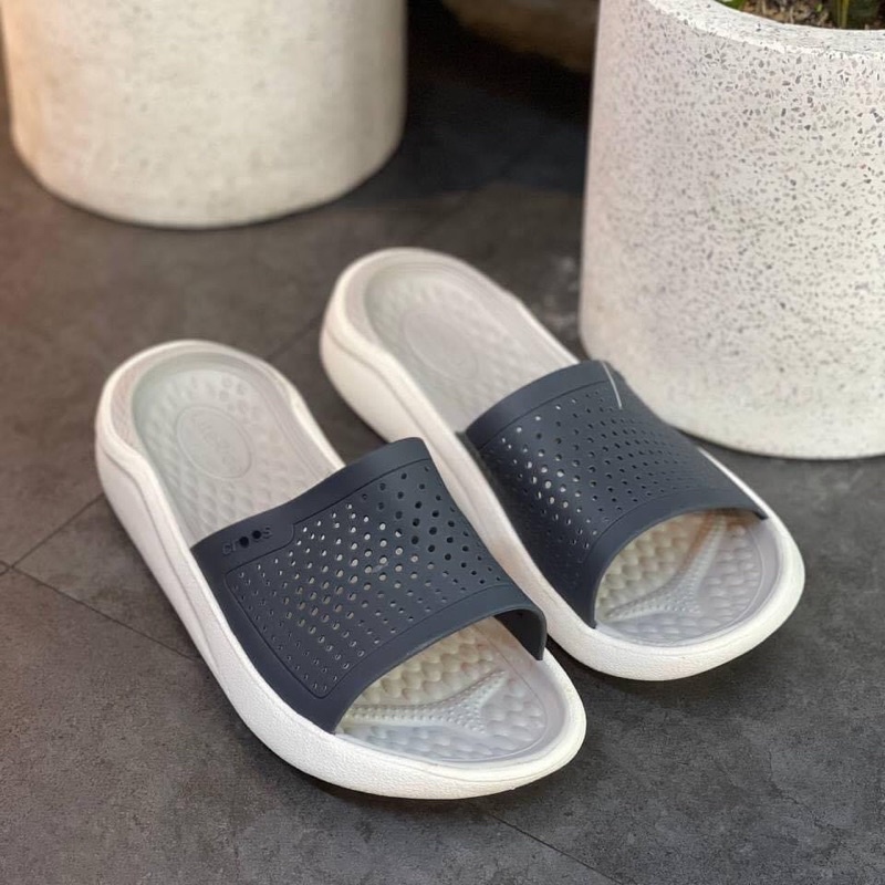 Dép Cross Quai Ngang Literide Màu Navy Ghi Hàng Chuẩn Loại 1 Full box, tag