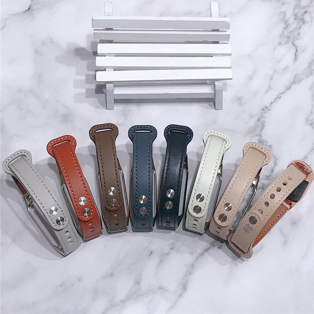 Dây Đeo Da Thay Thế Cho Đồng Hồ Thông Minh Xiaomi Mi Band 7 6 5 4 3