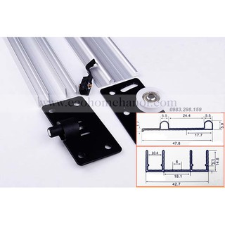 Ray và bánh xe cửa lùa đôi lắp nổi hợp kim nhôm SD5002R