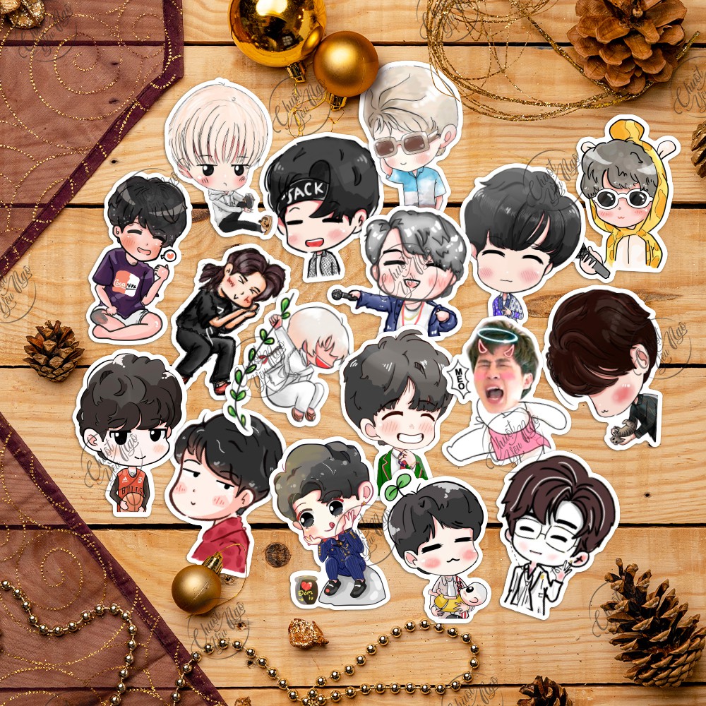 Combo 25/50/75 sticker hình dán decal chống nước chủ đề JACK J97 Phương Tuấn chibi dễ thương dán laptop điện thoại