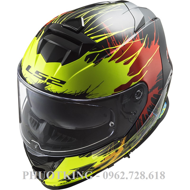 Mũ fullface LS2 FF800 Drop Black Yellow Red kính tùy chọn màu tặng kèm Pinlock