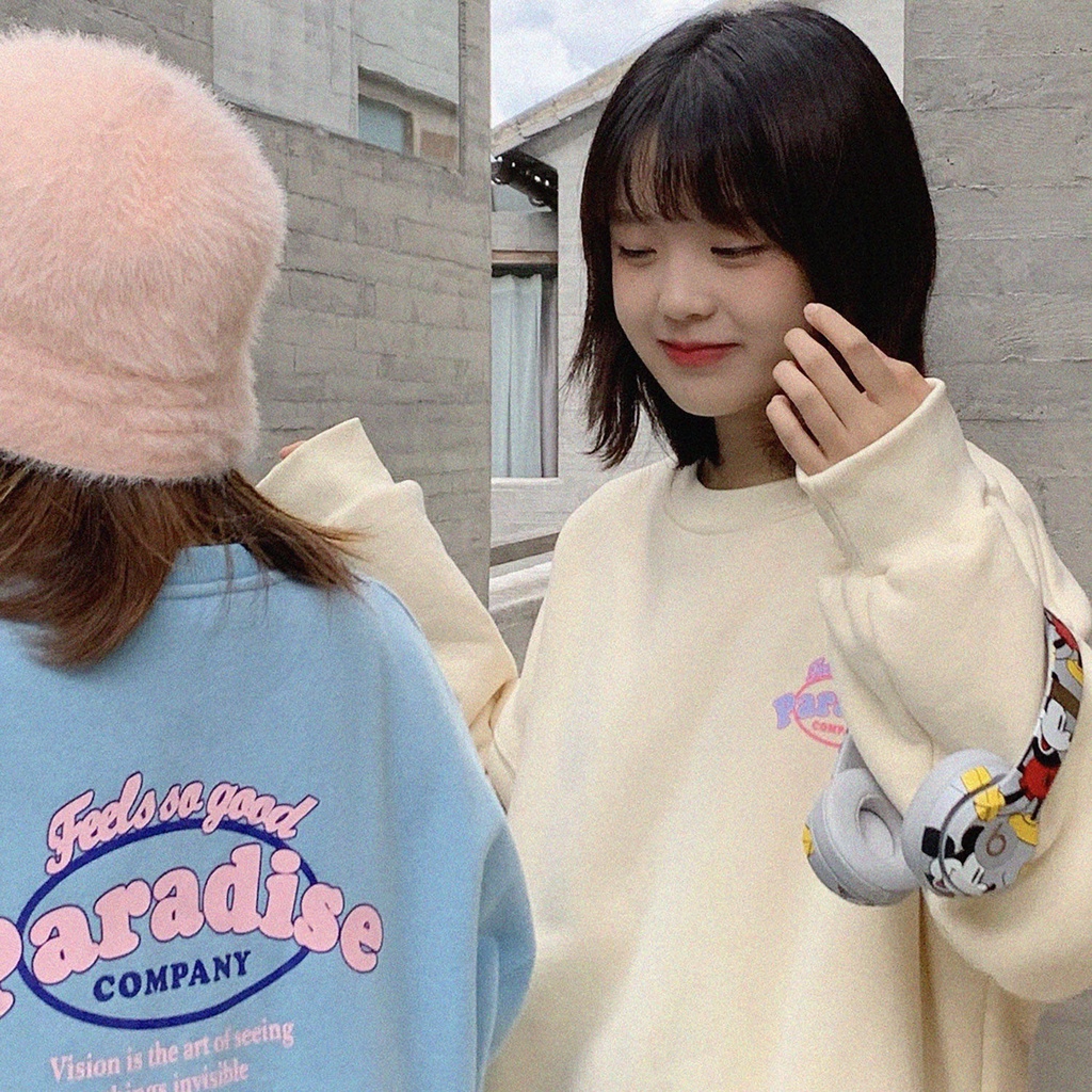 Áo sweater cổ tròn dáng rộng in họa tiết thời trang xuân thu phong cách Nhật Bản cho nữ