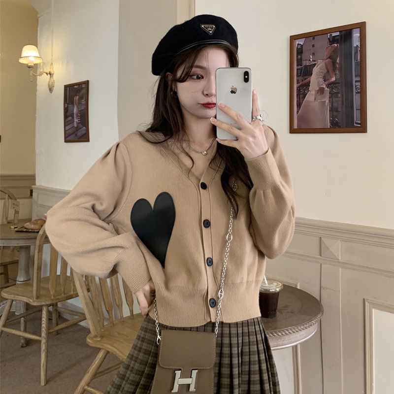 Áo khoác cardigan dệt kim tay dài cổ chữ V thanh lịch retro cho nữ