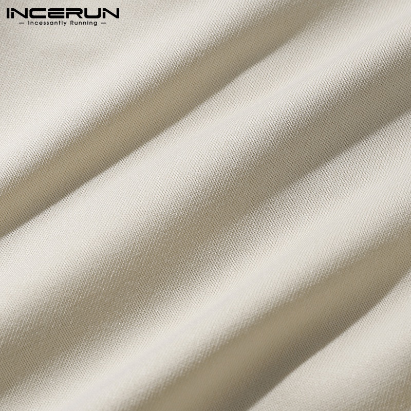 Áo thun INCERUN không tay cổ chữ V dáng rộng thời trang mùa hè thoải mái cho nam