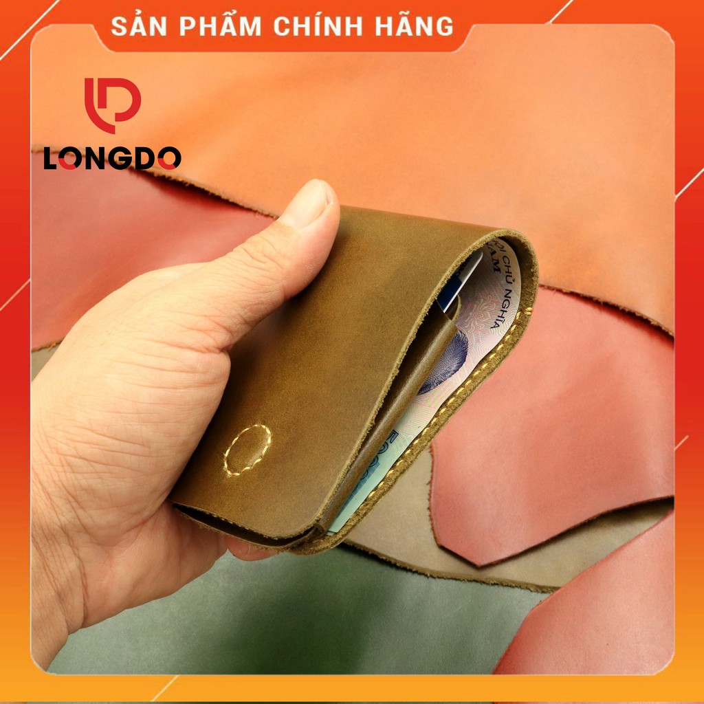 Ví Sen 3 Cao Cấp - Cam Kết 100% Da Bò Thật - bóp da nam Màu Xanh Ô Liu Hàng Chính Hãng Thương Hiệu Longdo Leather