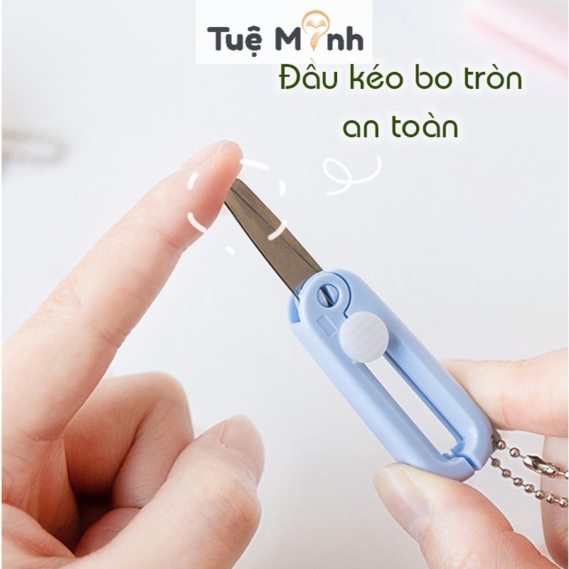 Kéo mini gấp gọn màu Pastel treo móc khóa C11 bỏ túi, kéo cắt sticker, giấy thủ công tiện lợi