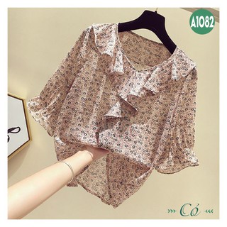 Áo sơ mi họa tiết hè cổ bèo - A1082