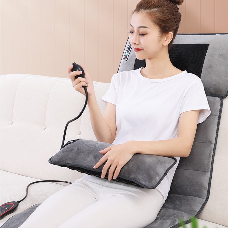 Nệm massage toàn thân VISPO VP-N20N giúp giảm đau mỏi, lưu thông khí huyết - Có gối massage hồng ngoại cổ vai gáy