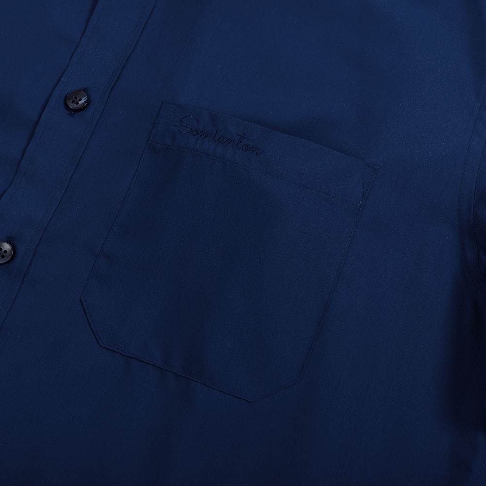 Áo Sơ Mi Nam Công Sở Trung Niên Thương Hiệu Anton Dài Tay Vải Cotton Xanh Đậm Trơn Có Túi - A13 | BigBuy360 - bigbuy360.vn