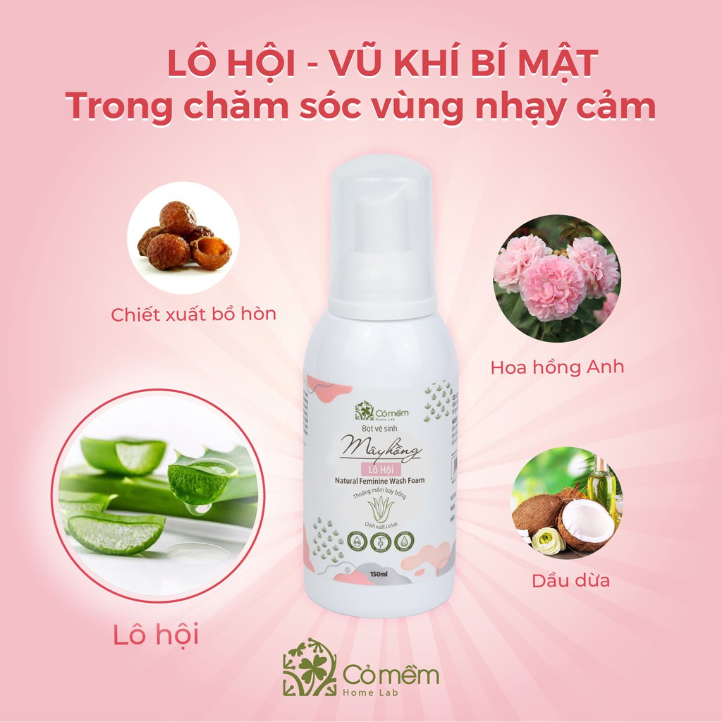 Bọt Vệ Sinh Phụ Nữ Mây Hồng Tinh Chất Lô Hội Dưỡng Ẩm Cỏ Mềm 150ml