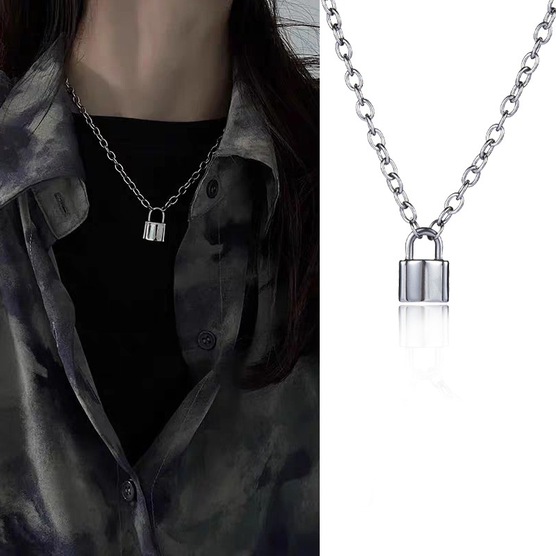 Dây chuyền choker hình ổ khóa dày phong cách gothic thời trang cho nữ