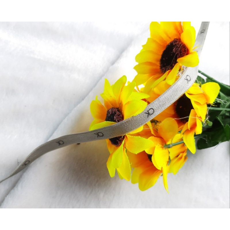 dây viền in chữ có co giãn màu xám