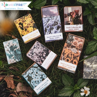 Set 100 miếng dán chất liệu giấy họa tiết cây hoa sáng tạo phong cách retro trang trí sổ tay