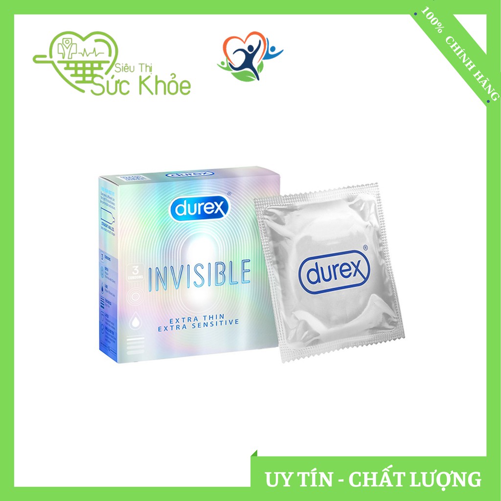 Bao cao su Durex invisible Siêu Mỏng, An Toàn Hiệu Quả Cao – Hộp 3 Cái