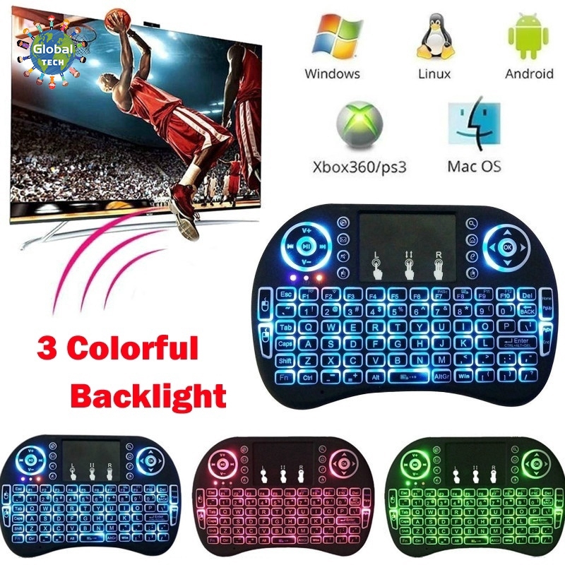 [GB.TECH] I8 Portable Touchpad 2.4GHz Mini Wireless Keyboard Mouse Combo Multicolor Backlight Remote Control