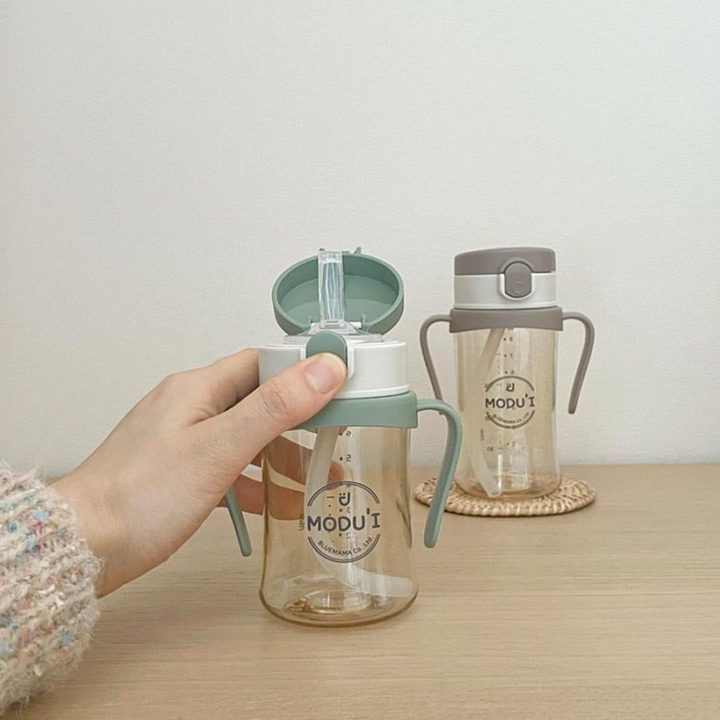 Bình tập hút Bluemama Modui uống nước/ Bình nắp bật One Touch Cap Bluemama Modui 200-260ml cho bé từ 6 tháng