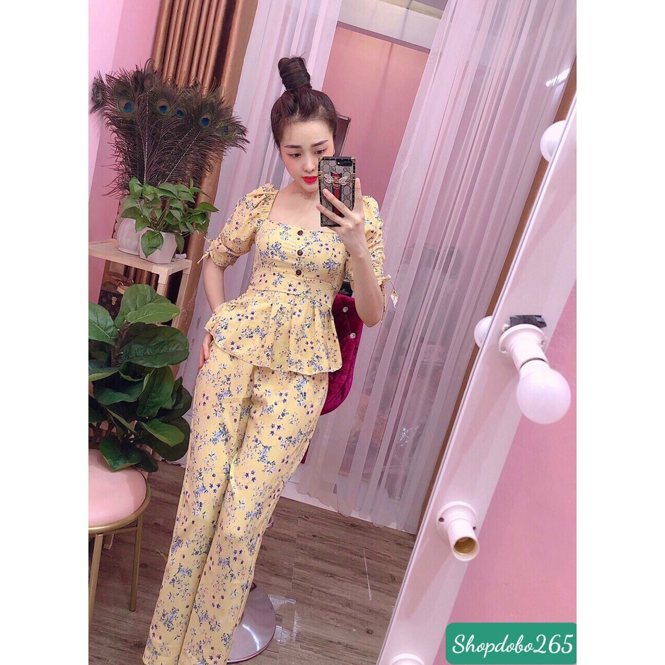 Đồ bộ nữ,đồ ngủ mặc nhà vải lụa hoa nhí dễ thương BD 25 size 45-55kg.