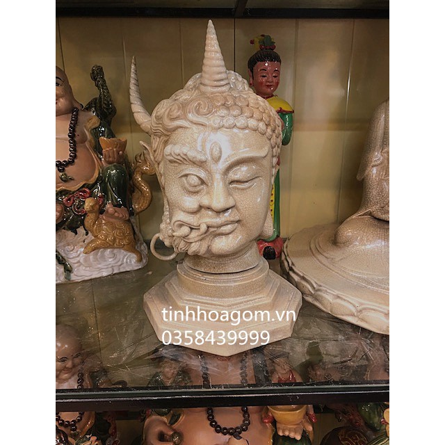 Tượng đầu Phật Thích Ca Mâu Ni Thiện Ác sứ Bát Tràng cao 40cm