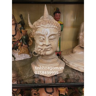 Tượng đầu Phật Thích Ca Mâu Ni Thiện Ác sứ Bát Tràng cao 40cm