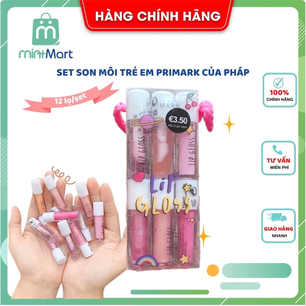 [Chính hãng] Set son môi trẻ em Lip Gloss 12 màu hữu cơ an toàn cho bé hàng Pháp