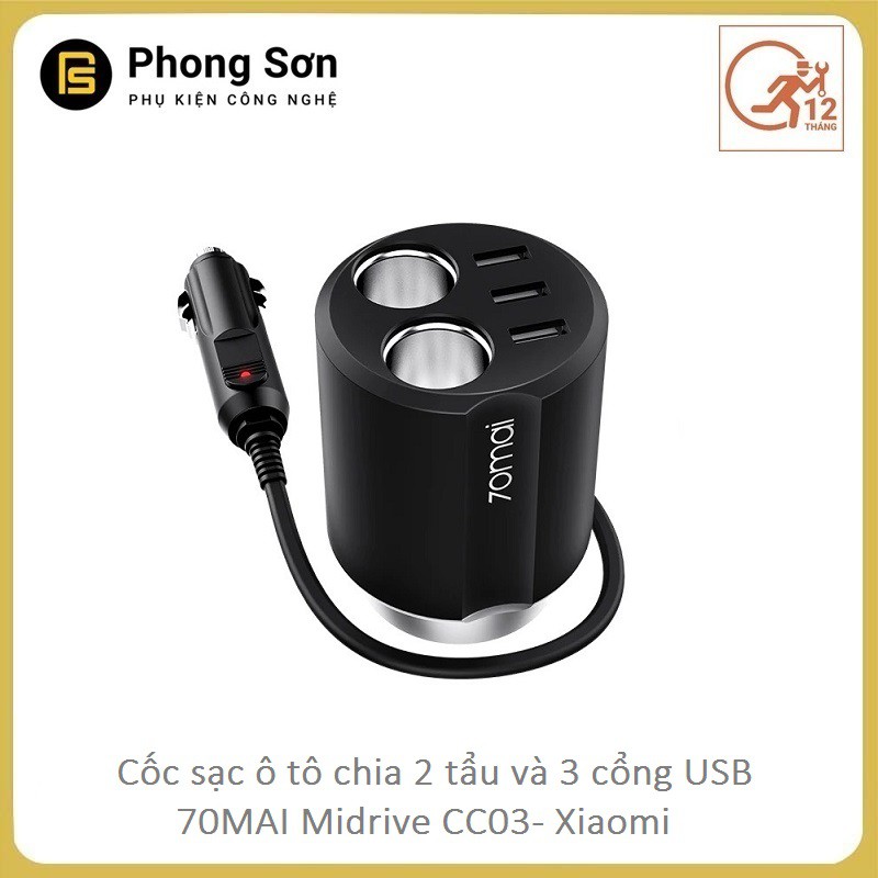 Bộ chia tẩu sạc kèm 3 cổng USB Xiaomi 70Mai Midrive CC04 -Bảo Hành 12 Tháng