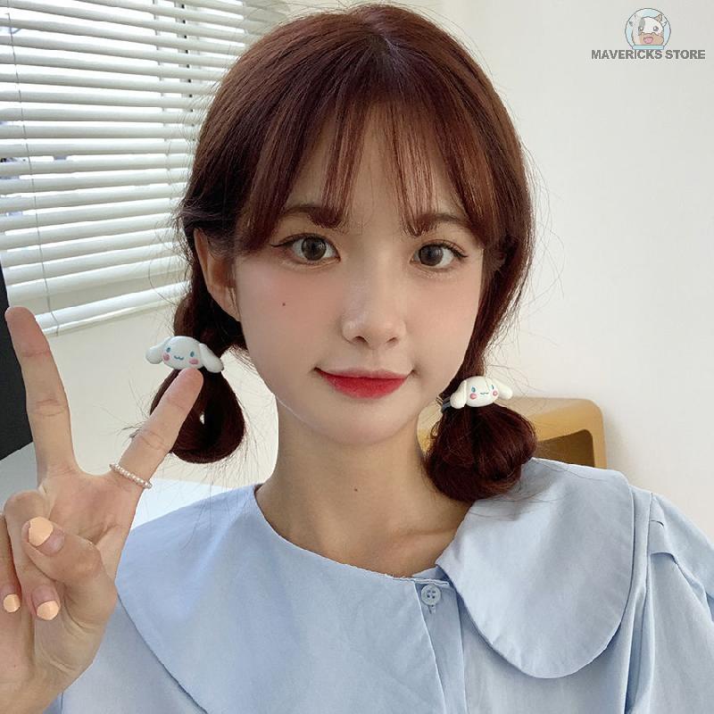 Dây buộc tóc co giãn hình chú chó cinnamon dễ thương phong cách Hàn Quốc