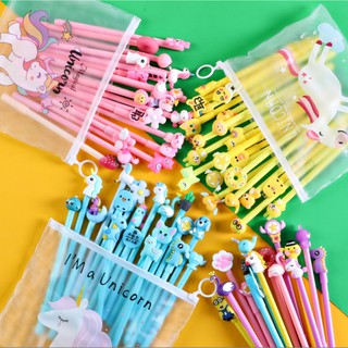 Set combo 20 bút viết nhiều hình dễ thương tặng kèm túi zip đựng bút