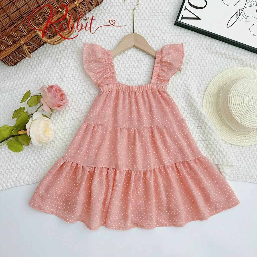 Đầm chấm bi lụa mềm mịn cho bé gái