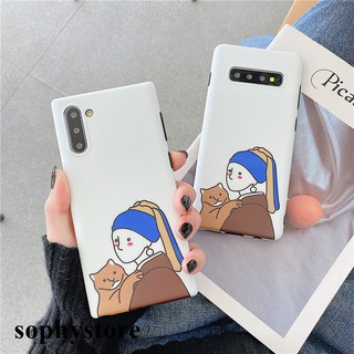 Ốp điện thoại mềm hình cô gái và mèo cho Samsung S8 S9 S10 Plus Note 8 Note 9 Note 10 Plus