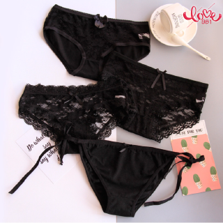 Set 4 quần lót ren màu đen quyến rũ cho nữ