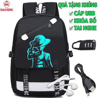 Balo nam nữ đi học phát sáng hình One Piece TẶNG ( TAI NGHE, KHÓA CHỐNG TRỘM + CÁP SẠC), Cặp Học Sinh Mẫu Mới Nhất 2021
