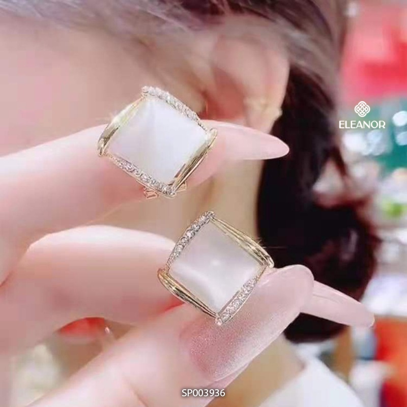 Bông tai nữ chuôi bạc 925 Eleanor Accessories hình thoi đính đá phụ kiện trang sức xinh