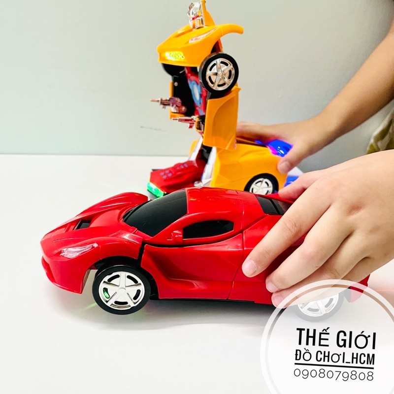 [Ô TÔ BIẾN HÌNH-XOAY] Đồ chơi xe ô tô biến hình robot có đèn nhạc khi chạy rất đẹp dành cho bé thích mô hình xe robot.