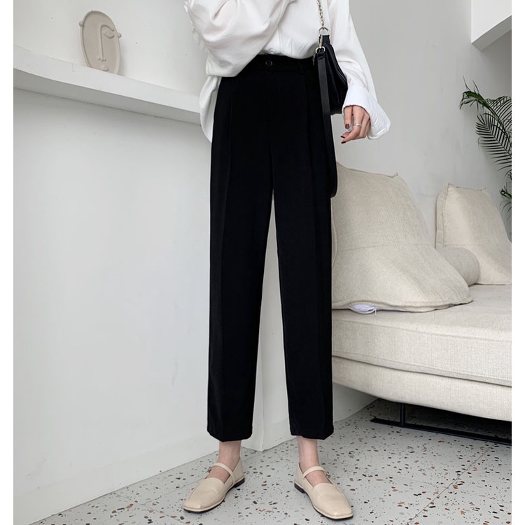 Quần dài lưng cao thiết kế mới thời trang mùa thu theo phong cách hàn quốc