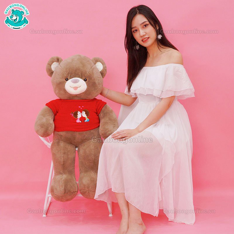 [Mã LIFEXANH03 giảm 10% đơn 500K] Gấu Bông Teddy Áo Len Kiss Lông Trơn Cao Cấp Gấu Bông Online