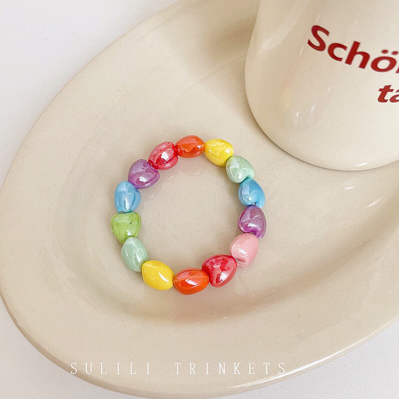 Vòng Tay Chuỗi Hạt Gốm Nhiều Màu Hạt Charm Ngọt Ngào Đủ Màu Sắc Dễ Thương Phong Cách Hàn Quốc Dobi L2
