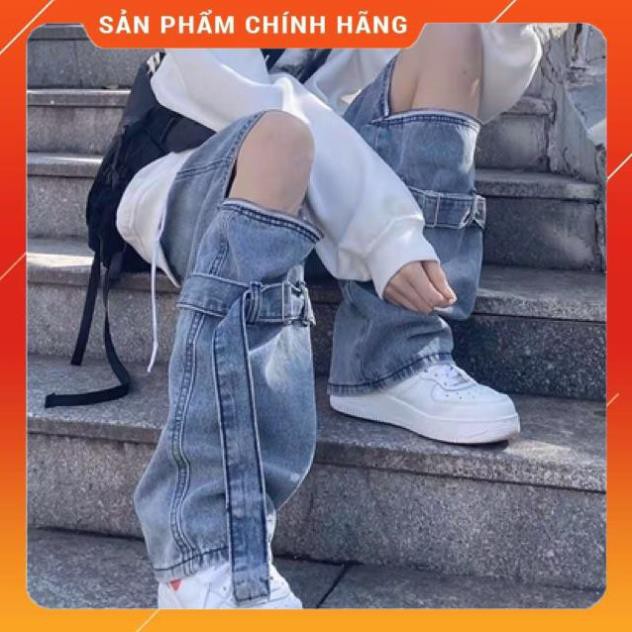 [FORM NAM/NỮ] Quần jeans ống rộng unisex xẻ gối kéo khoá có thể tháo dời oversize Ulzzang siêu chất ❤️ -pc2 c